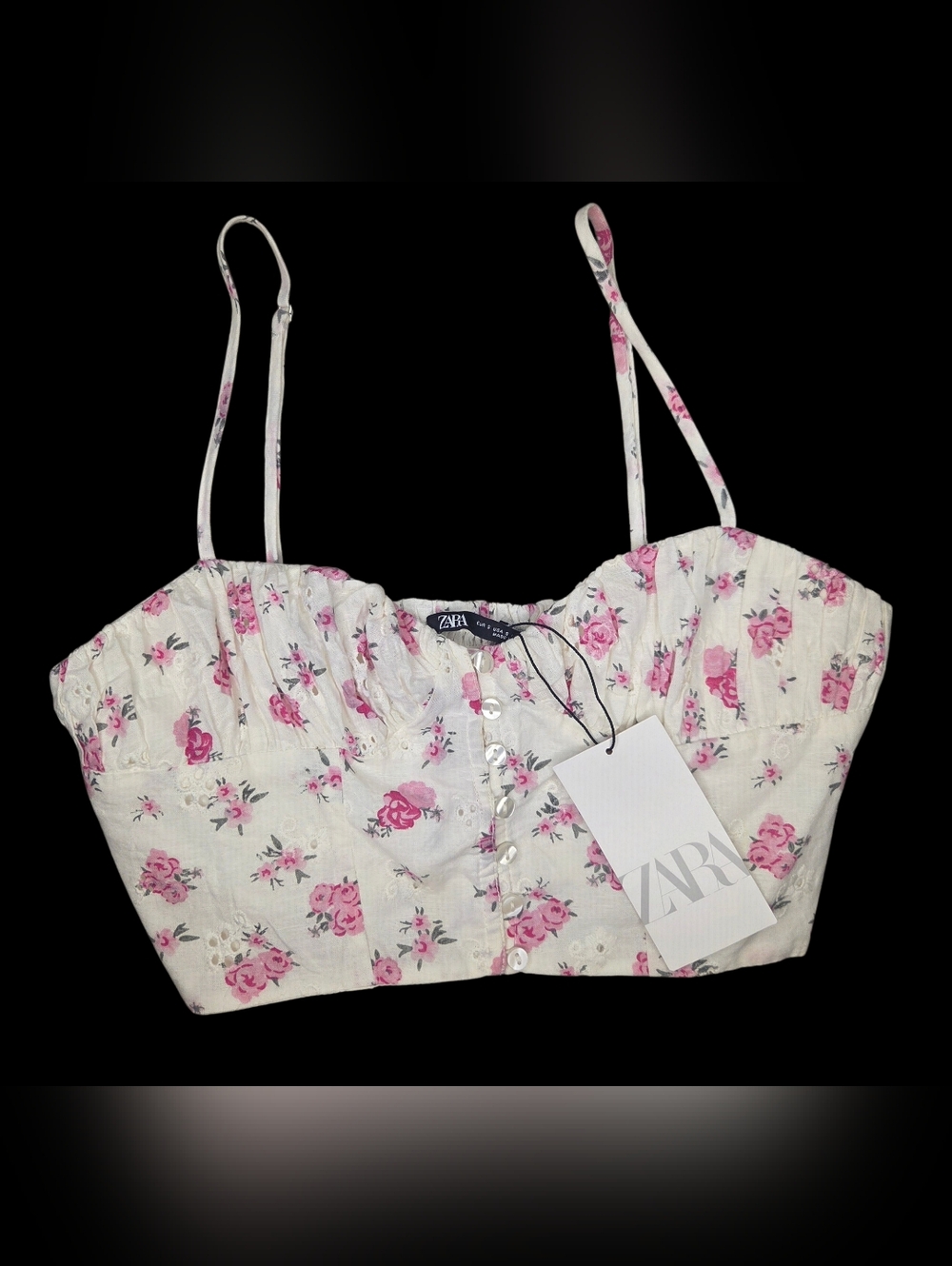 ZARA Floral Print Cropped Cami Size Small - New